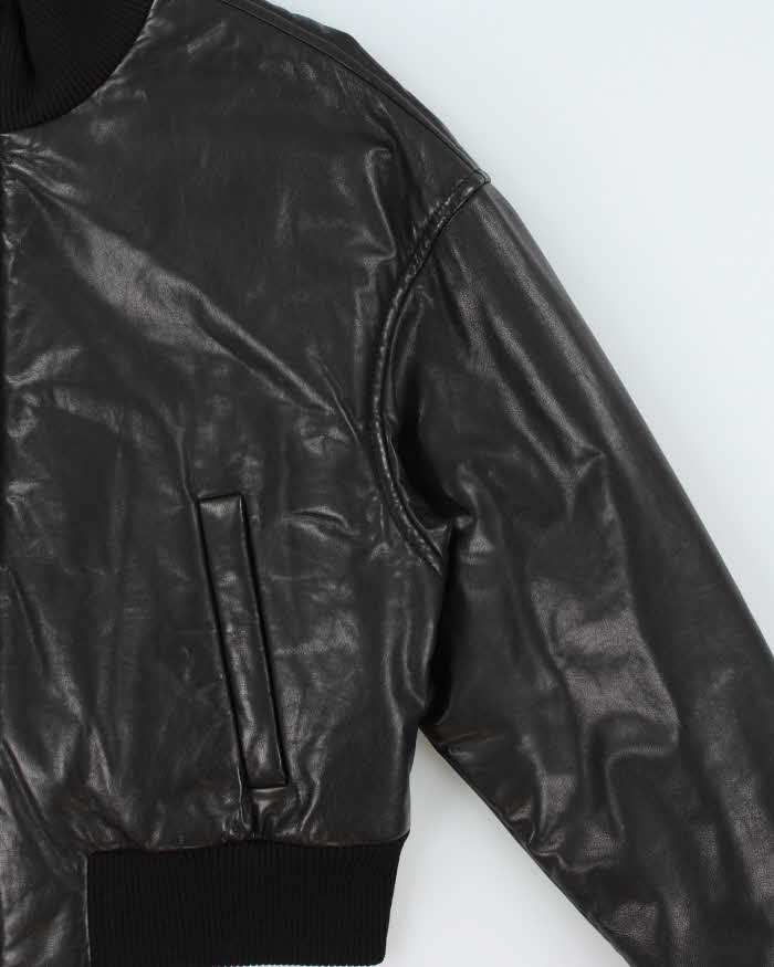 Vintage DKNY Women's Oversized Boxy Lamb Leather Bomber Jacket - M