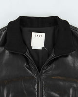 Vintage DKNY Women's Oversized Boxy Lamb Leather Bomber Jacket - M