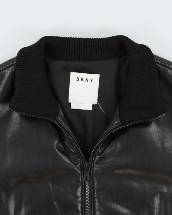 Vintage DKNY Women's Oversized Boxy Lamb Leather Bomber Jacket - M