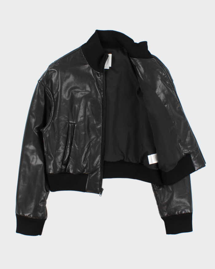 Vintage DKNY Women's Oversized Boxy Lamb Leather Bomber Jacket - M