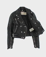 AW2015 Burberry Brit Prosum Loseley Runway Women's Lamb Leather Iconic Cafe Racer Biker Jacket - S