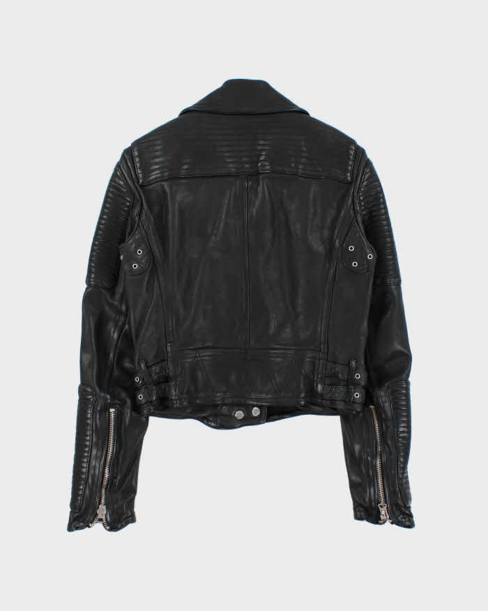 AW2015 Burberry Brit Prosum Loseley Runway Women's Lamb Leather Iconic Cafe Racer Biker Jacket - S