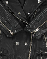 AW2015 Burberry Brit Prosum Loseley Runway Women's Lamb Leather Iconic Cafe Racer Biker Jacket - S