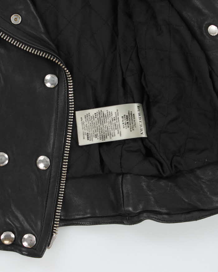 AW2015 Burberry Brit Prosum Loseley Runway Women's Lamb Leather Iconic Cafe Racer Biker Jacket - S