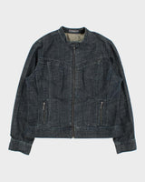 Vintage Y2K 00s Liz Claiborne Women's Raw Denim Cafe Racer Moto Jacket - XL