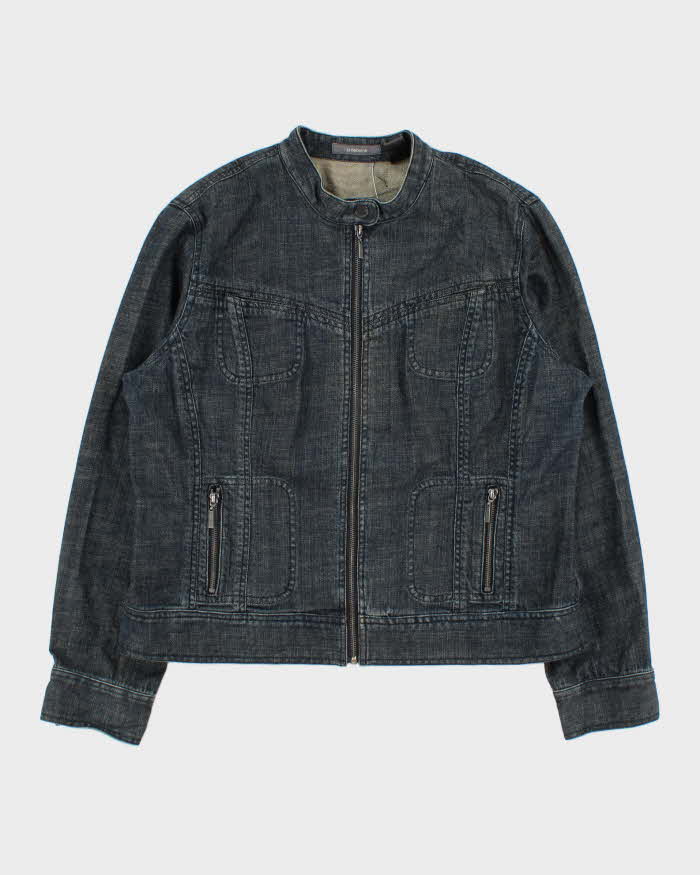 Vintage Y2K 00s Liz Claiborne Women's Raw Denim Cafe Racer Moto Jacket - XL