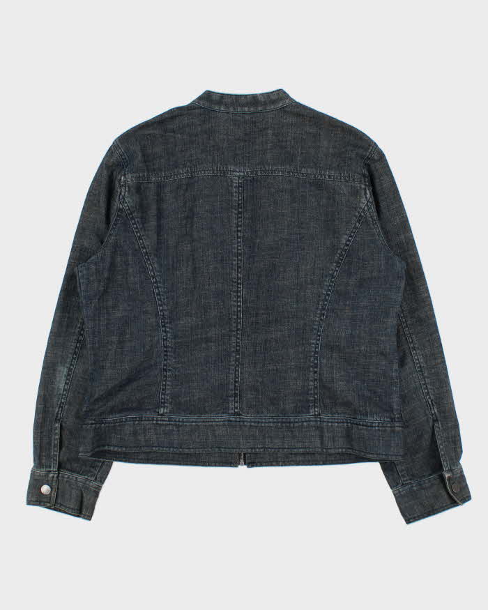 Vintage Y2K 00s Liz Claiborne Women's Raw Denim Cafe Racer Moto Jacket - XL