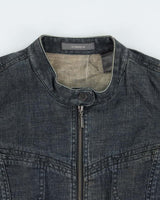 Vintage Y2K 00s Liz Claiborne Women's Raw Denim Cafe Racer Moto Jacket - XL