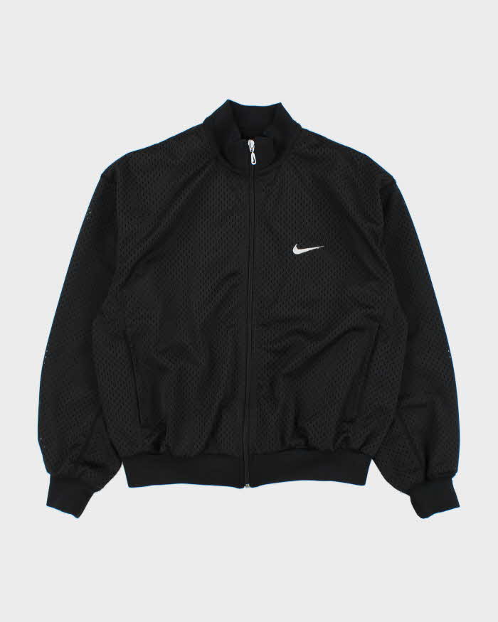 Vintage 1990s Nike Women's Embroidered Mesh Cropped Track Jacket - M