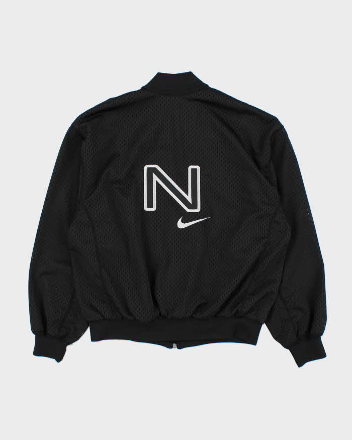 Vintage 1990s Nike Women's Embroidered Mesh Cropped Track Jacket - M