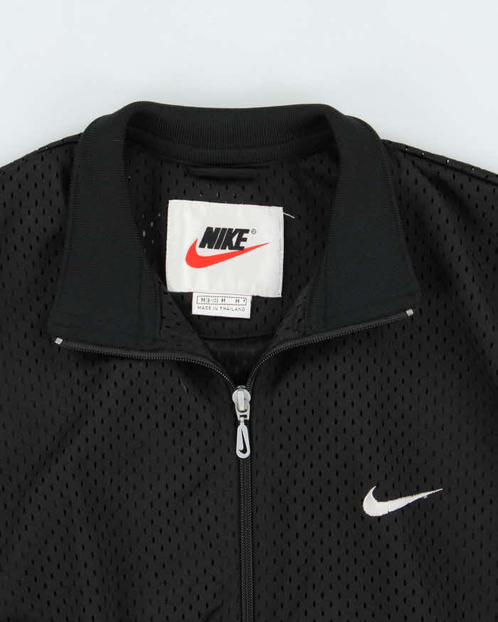 Vintage 1990s Nike Women's Embroidered Mesh Cropped Track Jacket - M