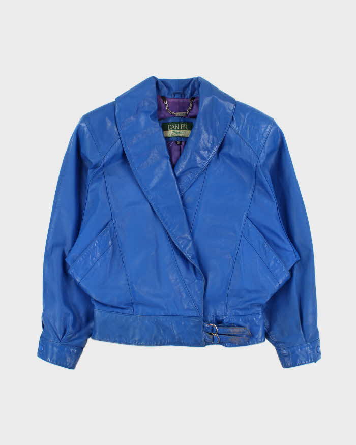 Vintage 1980s Danier Sport Shoulder Pad Batwing Leather Jacket - S