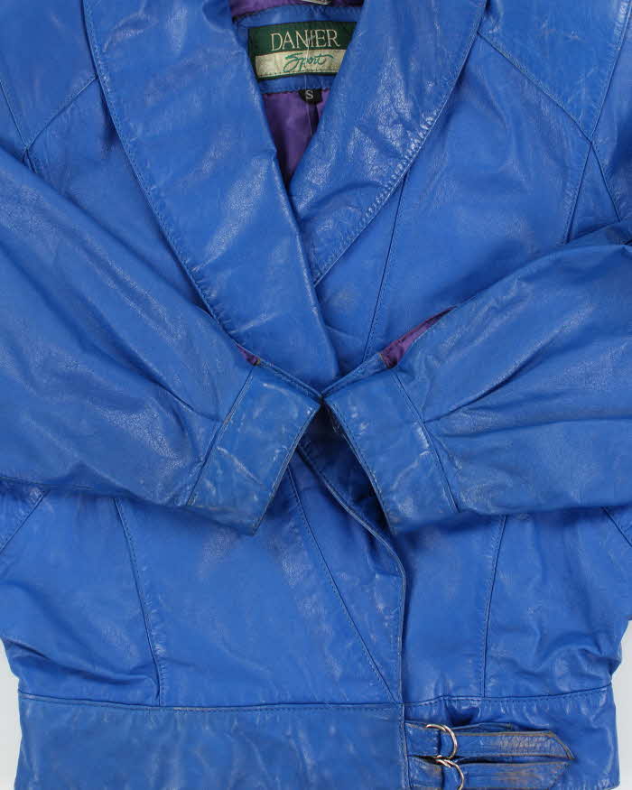 Vintage 1980s Danier Sport Shoulder Pad Batwing Leather Jacket - S