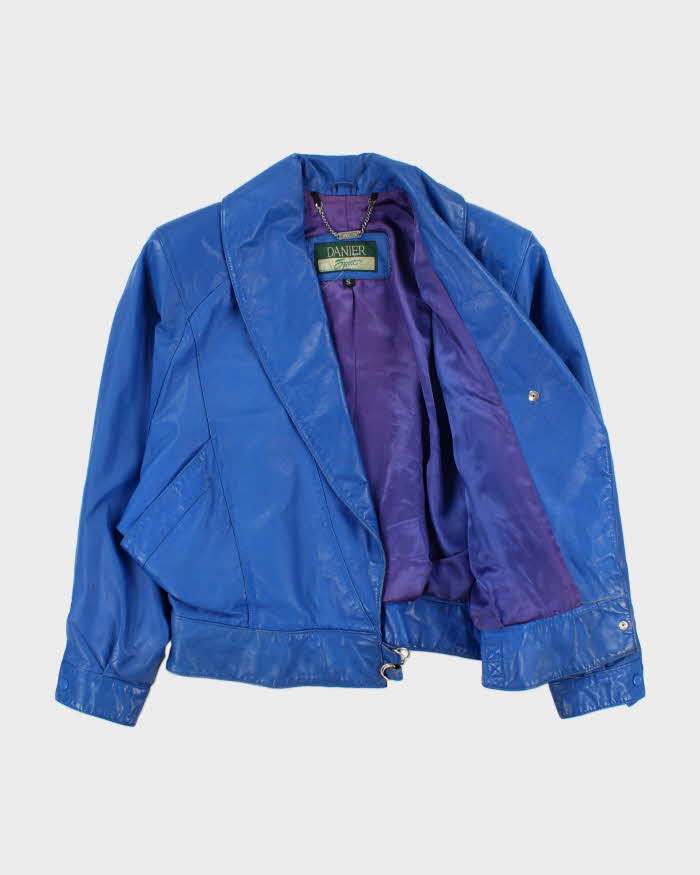 Vintage 1980s Danier Sport Shoulder Pad Batwing Leather Jacket - S
