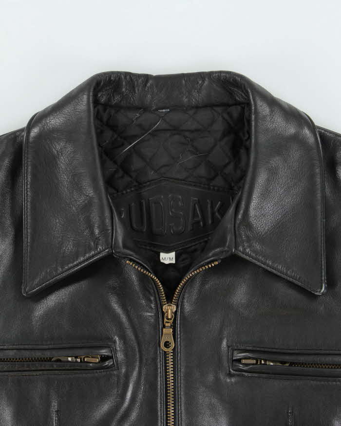 Vintage 1990s Rudsak Quilt Lined Structed Leather Jacket - M