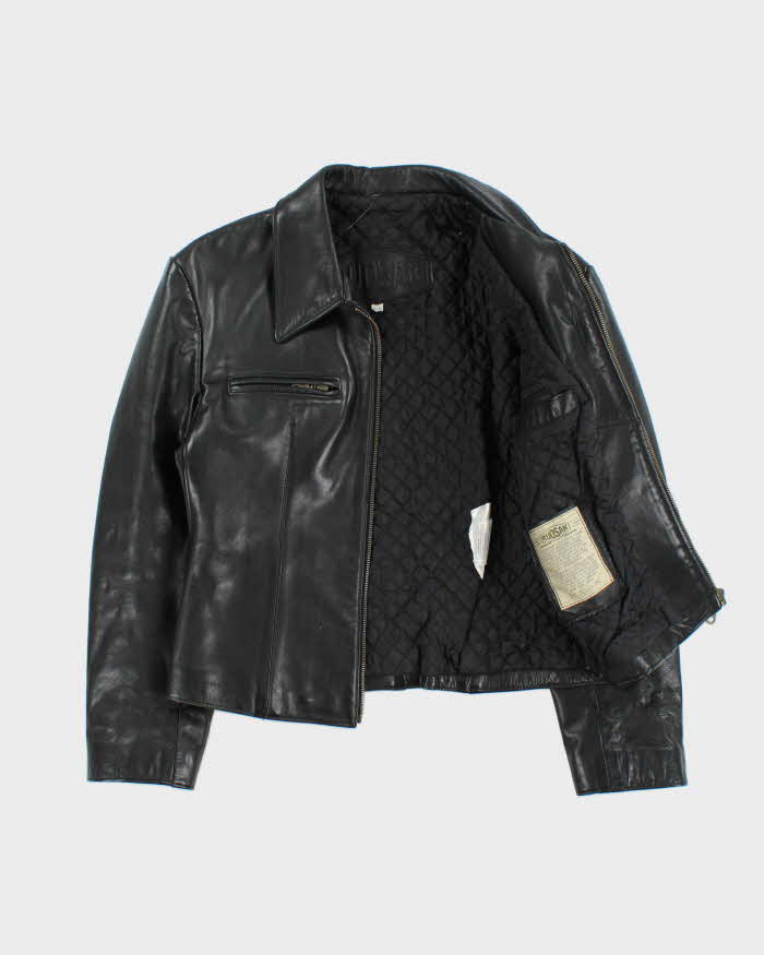 Vintage 1990s Rudsak Quilt Lined Structed Leather Jacket - M