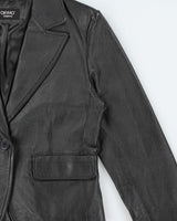 Vintage 2000s OXYHO' Cropped Leather Blazer Jacket - M