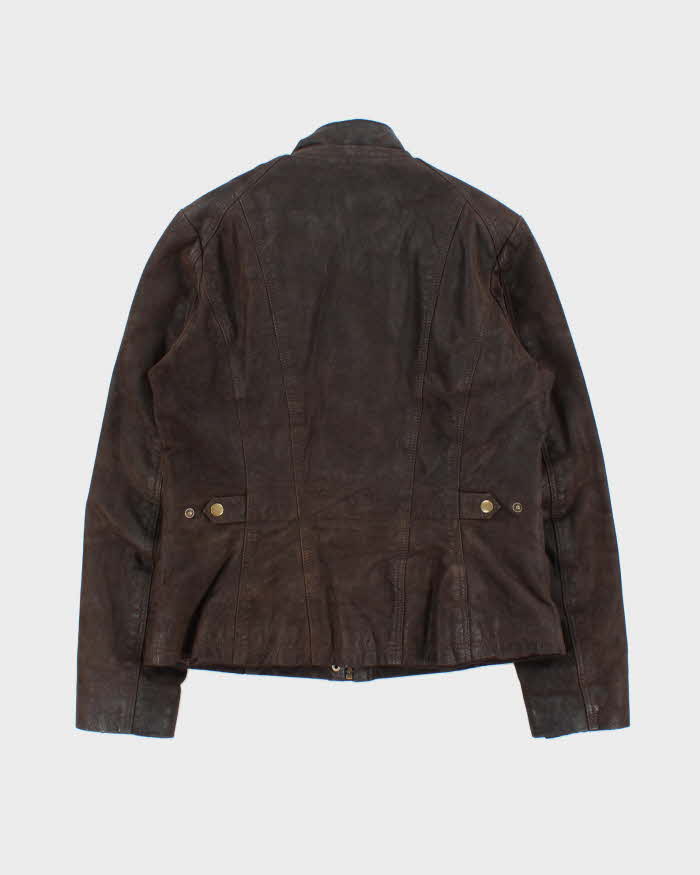 Vintage Y2K 00s Danier Women's Leather Cafe Racer Moto Jacket - M