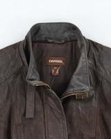 Vintage Y2K 00s Danier Women's Leather Cafe Racer Moto Jacket - M