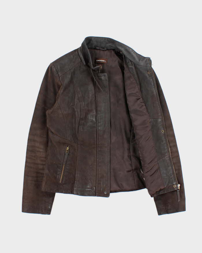 Vintage Y2K 00s Danier Women's Leather Cafe Racer Moto Jacket - M