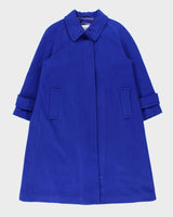 Vintage 1990s London Fog Women's Cobalt Blue Wool Overcoat - M