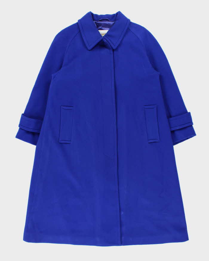 Vintage 1990s London Fog Women's Cobalt Blue Wool Overcoat - M