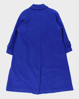 Vintage 1990s London Fog Women's Cobalt Blue Wool Overcoat - M