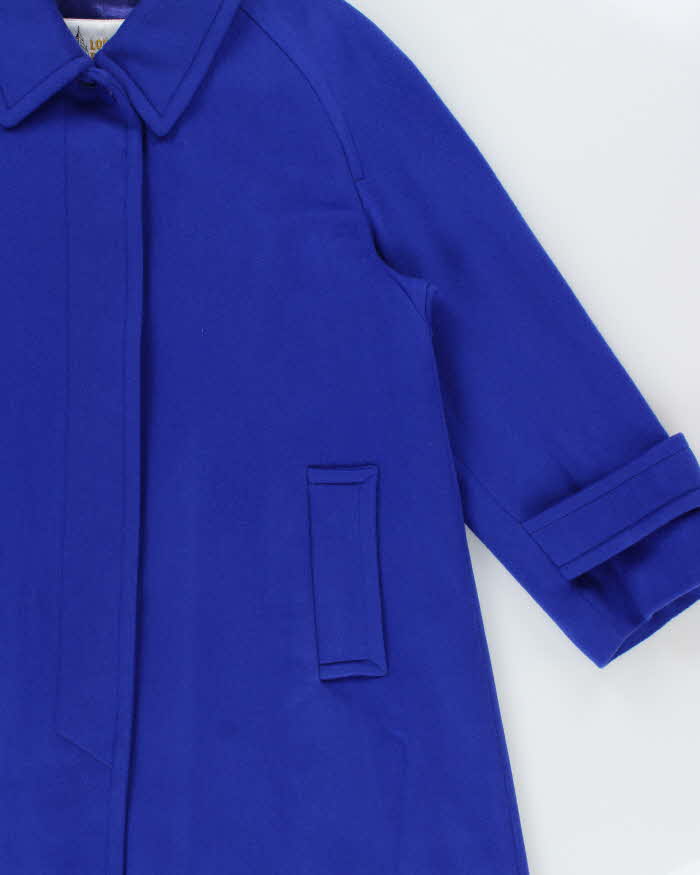 Vintage 1990s London Fog Women's Cobalt Blue Wool Overcoat - M