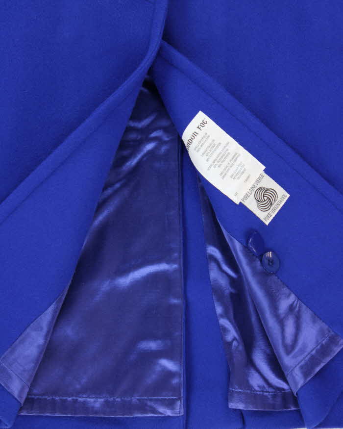 Vintage 1990s London Fog Women's Cobalt Blue Wool Overcoat - M