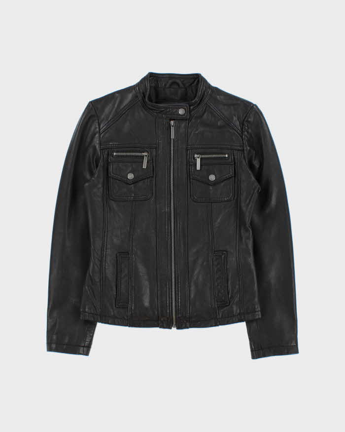 Vintage Y2k 2000s Michael Kors Cafe Racer Leather Jacket - S