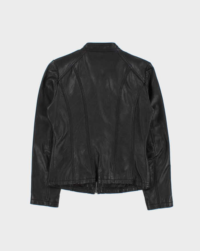 Vintage Y2k 2000s Michael Kors Cafe Racer Leather Jacket - S