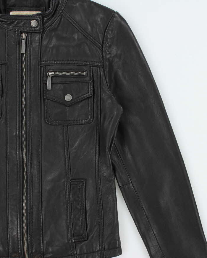 Vintage Y2k 2000s Michael Kors Cafe Racer Leather Jacket - S
