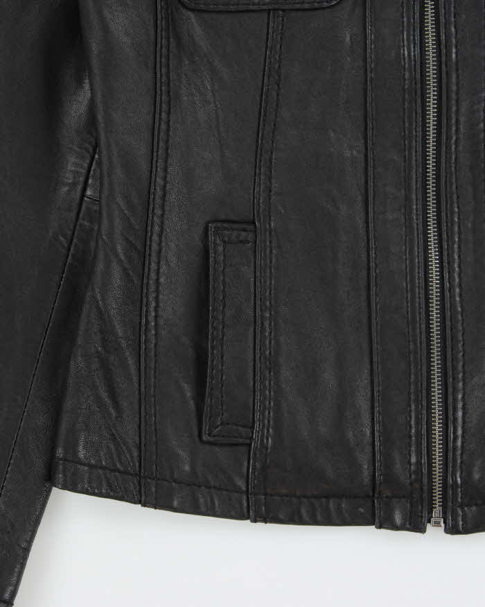 Vintage Y2k 2000s Michael Kors Cafe Racer Leather Jacket - S