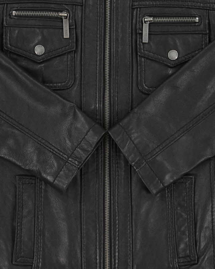Vintage Y2k 2000s Michael Kors Cafe Racer Leather Jacket - S