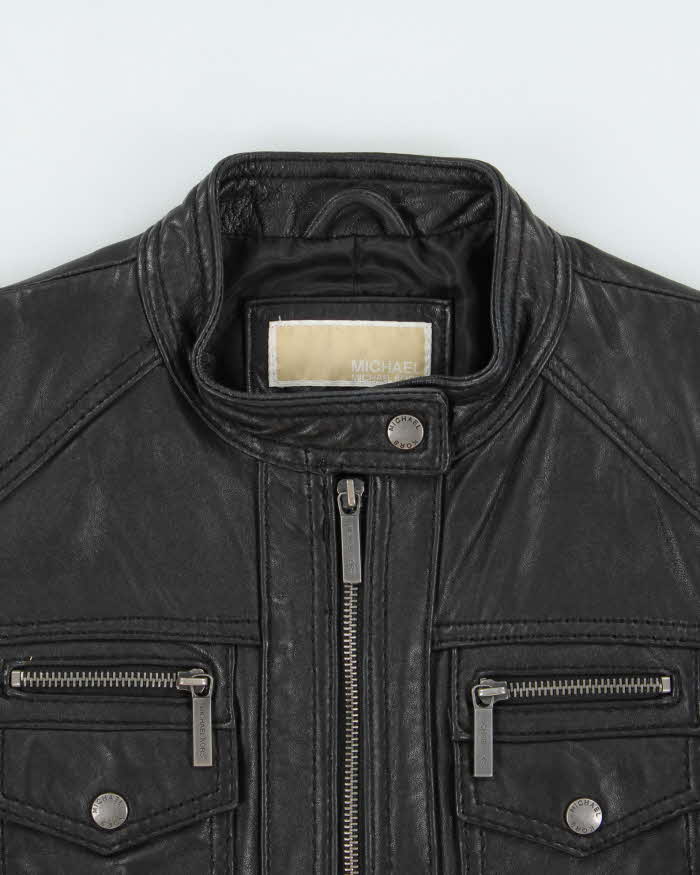 Vintage Y2k 2000s Michael Kors Cafe Racer Leather Jacket - S