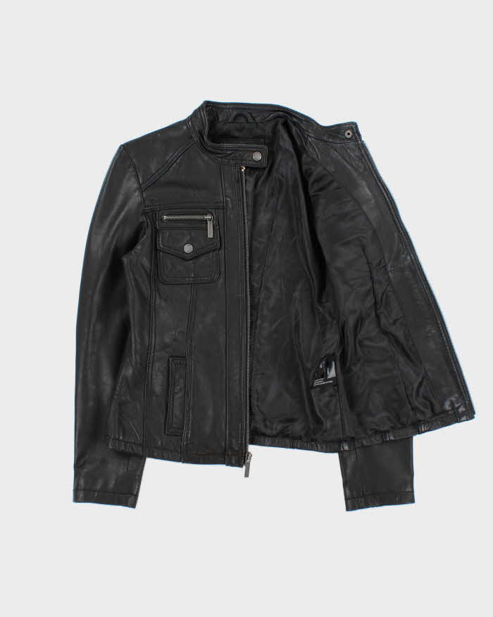 Vintage Y2k 2000s Michael Kors Cafe Racer Leather Jacket - S