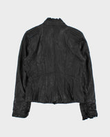 Vintage Y2k 2000s Danier Lightweight Ruffle Detail Leather Jacket - M