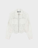 Vintage McQ Lightweight Zip-up Lace Panelled Denim Jacket - S