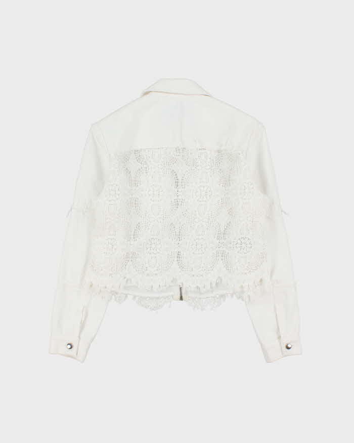 Vintage McQ Lightweight Zip-up Lace Panelled Denim Jacket - S