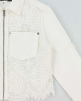 Vintage McQ Lightweight Zip-up Lace Panelled Denim Jacket - S