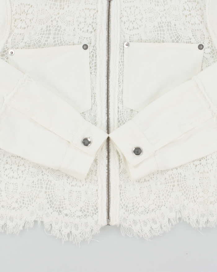 Vintage McQ Lightweight Zip-up Lace Panelled Denim Jacket - S