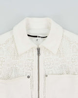 Vintage McQ Lightweight Zip-up Lace Panelled Denim Jacket - S