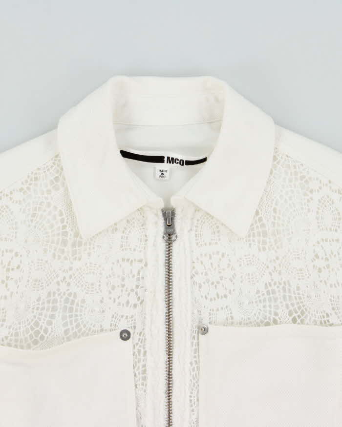 Vintage McQ Lightweight Zip-up Lace Panelled Denim Jacket - S