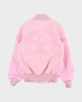 Opening Ceremony Women's Baby Pink Wool Leather Varsity Jacket - XS
