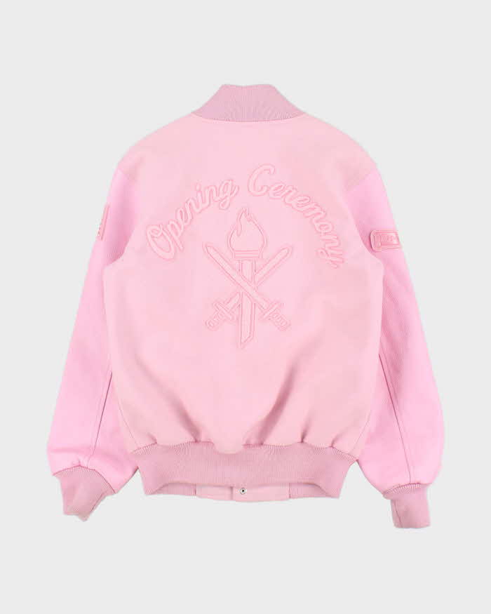 Opening Ceremony Women's Baby Pink Wool Leather Varsity Jacket - XS