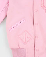 Opening Ceremony Women's Baby Pink Wool Leather Varsity Jacket - XS