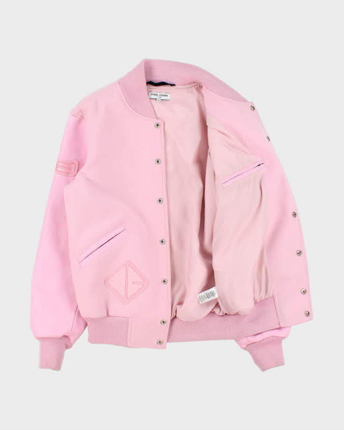 Opening Ceremony Women's Baby Pink Wool Leather Varsity Jacket - XS