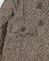 Vintage Burberry Women's Satin Quilted Cropped Pewter Jacket - S