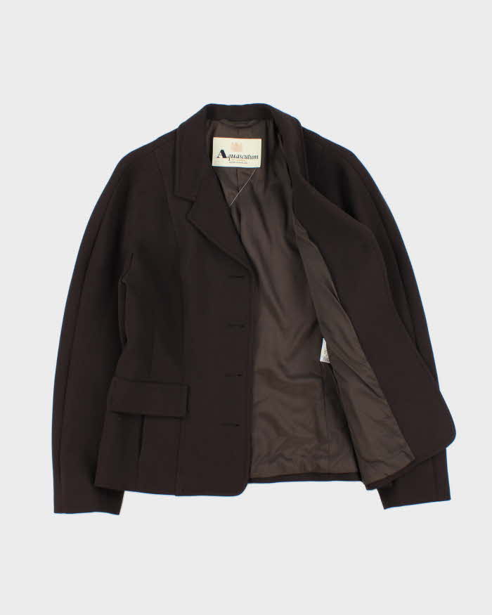 Vintage 1990s Aquascutum Women's Wool Single Breasted Blazer - M