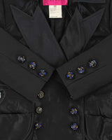 Vintage SS1997 Christian Lacroix Haute Couture Runway Women's Silk Blend Padded Embellished Double Breasted Blazer - S